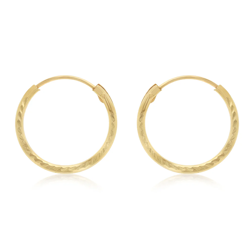 Dicut 13mm Sleeper Earrings in 9ct Yellow Gold