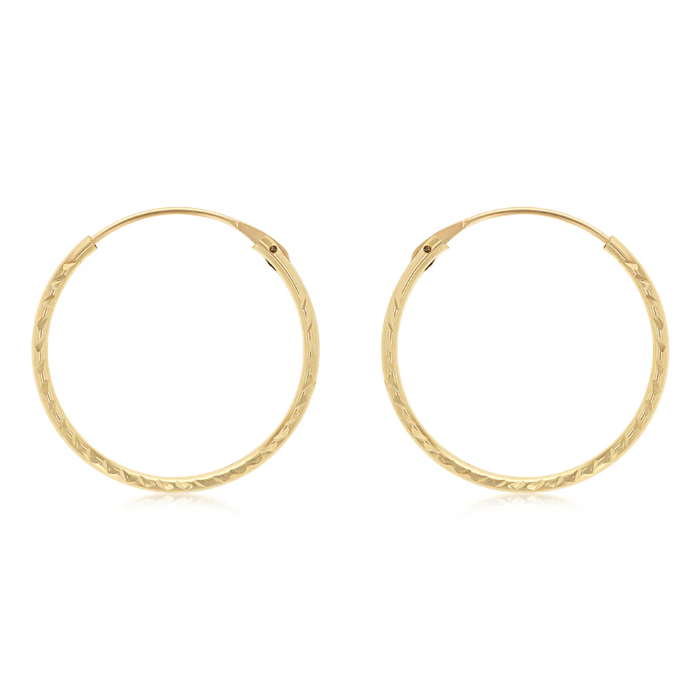 Dicut 18mm Sleeper Earrings in 9ct Yellow Gold