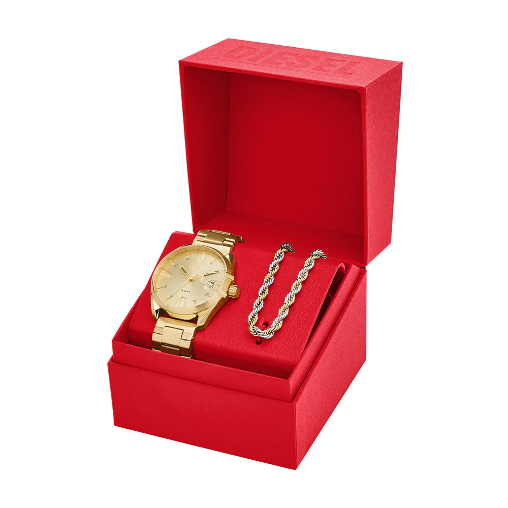 Diesel DZ2163SET MS9 Gold Tone Mens Watch with Necklace - Image 7
