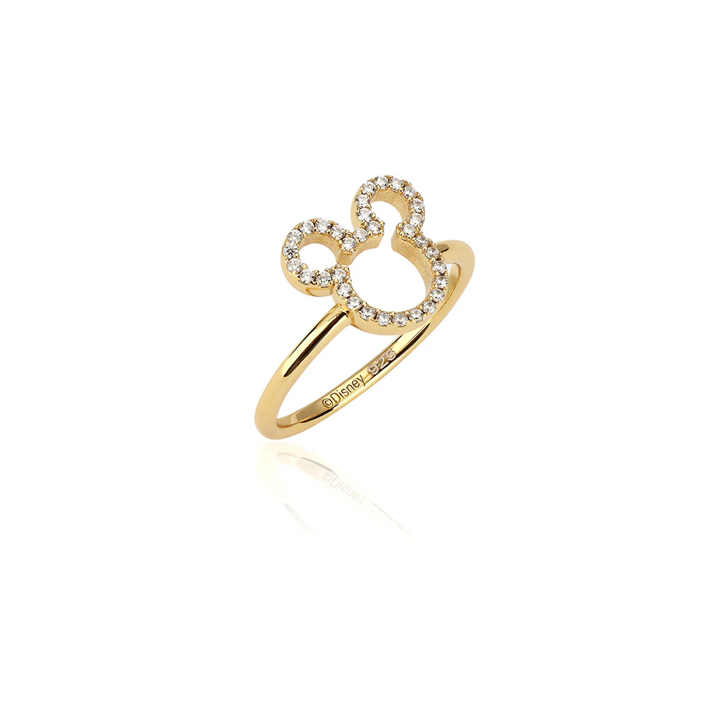 Disney Gold Plated Sterling Silver Mickey Outline Cubic Zirconia Ring - Image 2