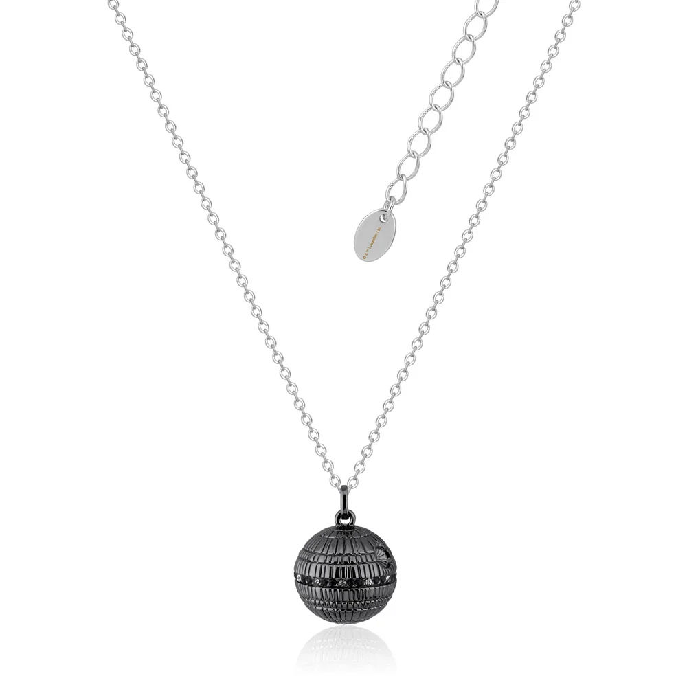 Disney Star Wars White Gold and Gunmetal Plated Death Star Pendant On 45+7cm Chain