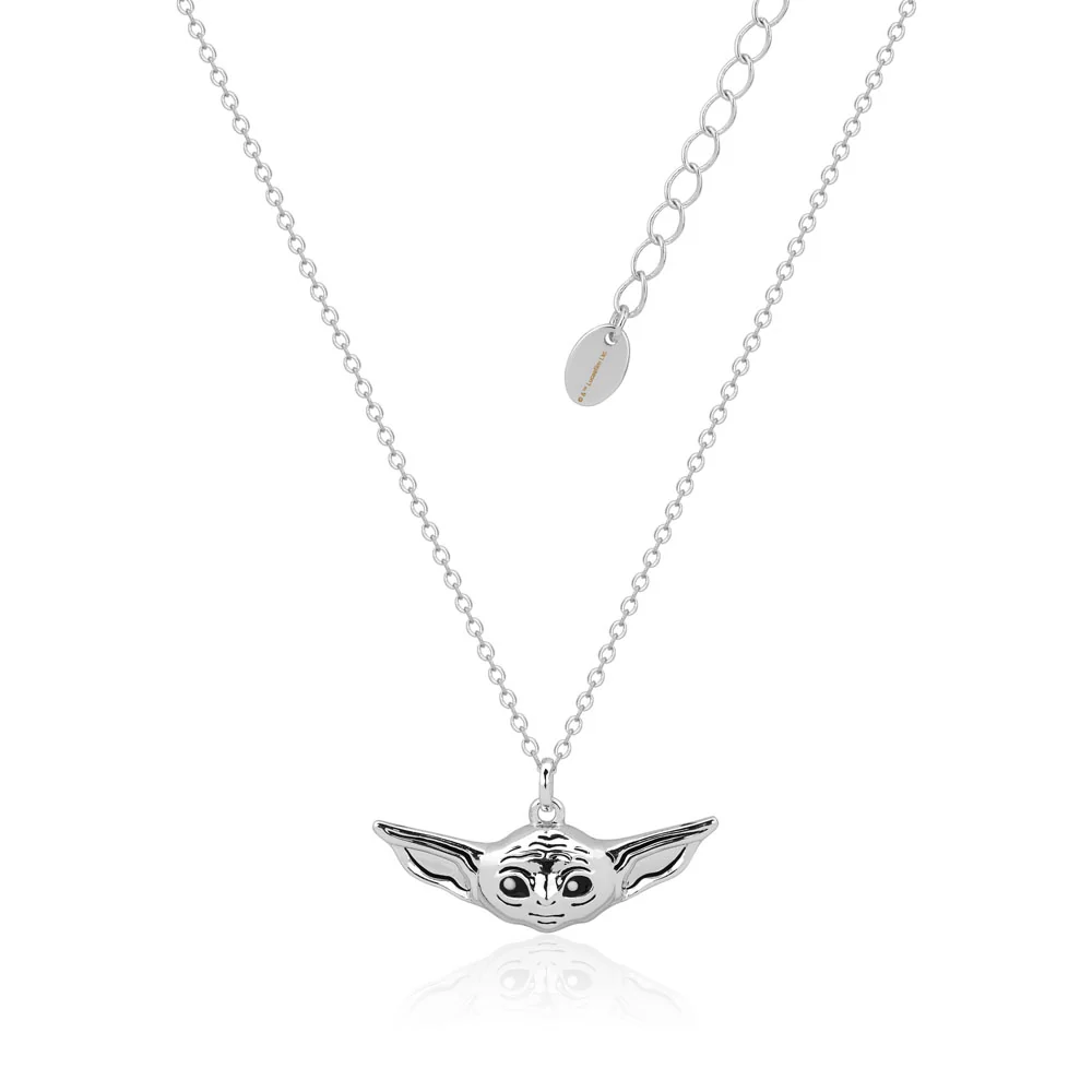 Disney Star Wars White Gold Plated The Mandalorian The Child Pendant on 45+7cm Chain