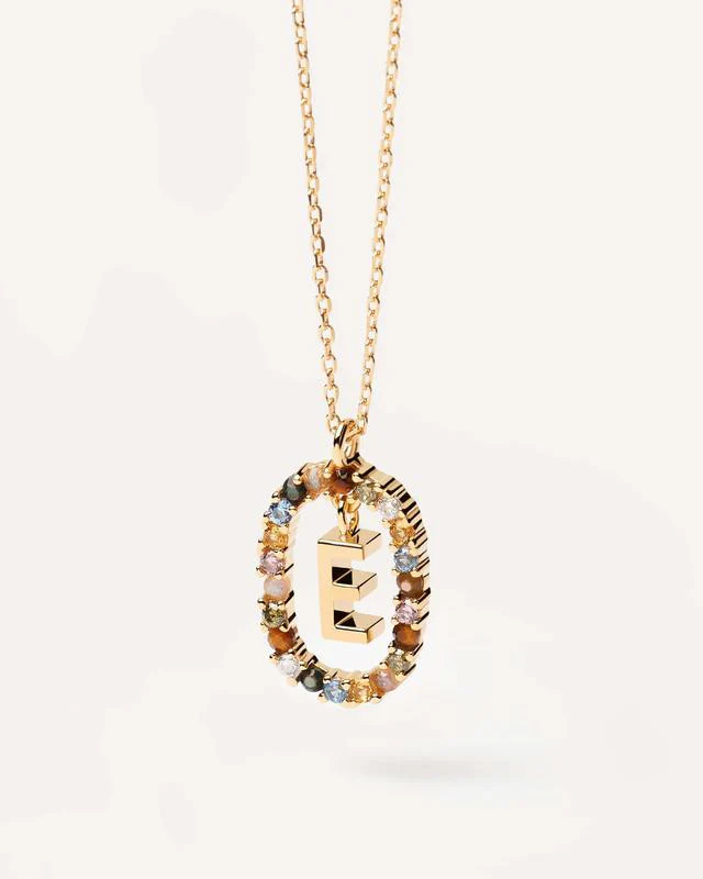 E Gold Initial Necklace - CO01-264-U