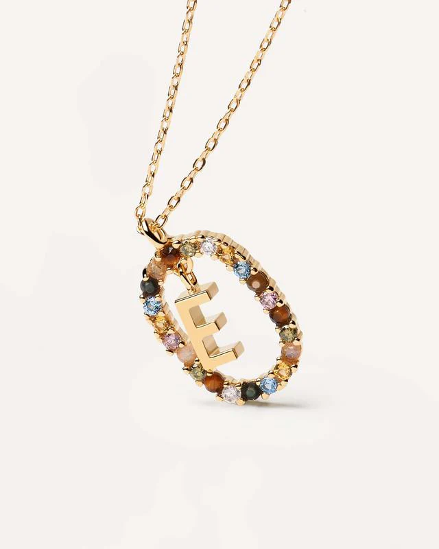 E Gold Initial Necklace - CO01-264-U - Image 2