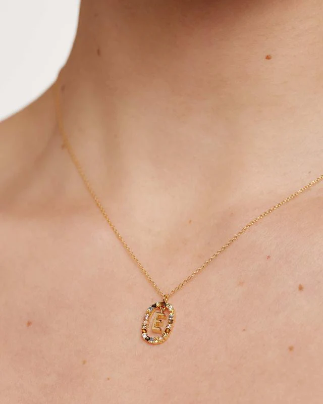 E Gold Initial Necklace - CO01-264-U - Image 3