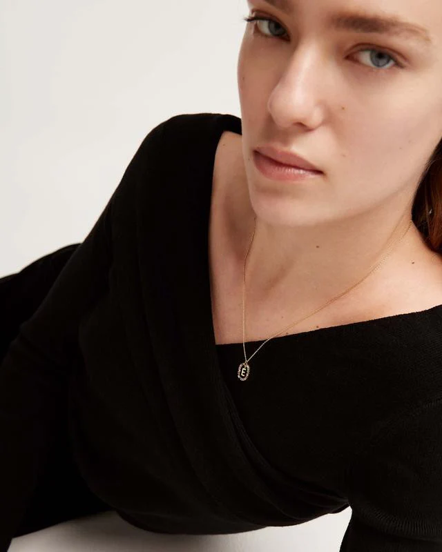 E Gold Initial Necklace - CO01-264-U - Image 5