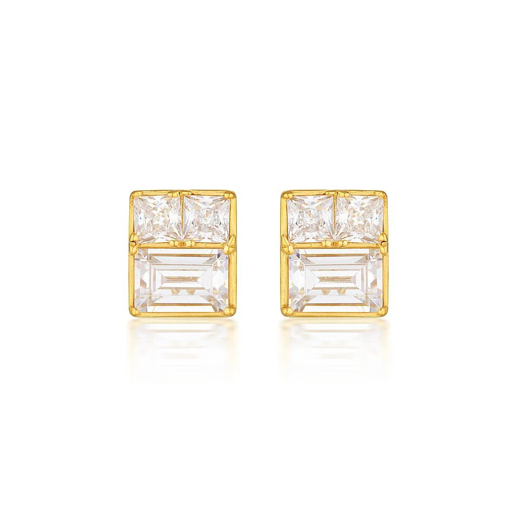 Elena Mosaic Gold Stud Earring - IE820G