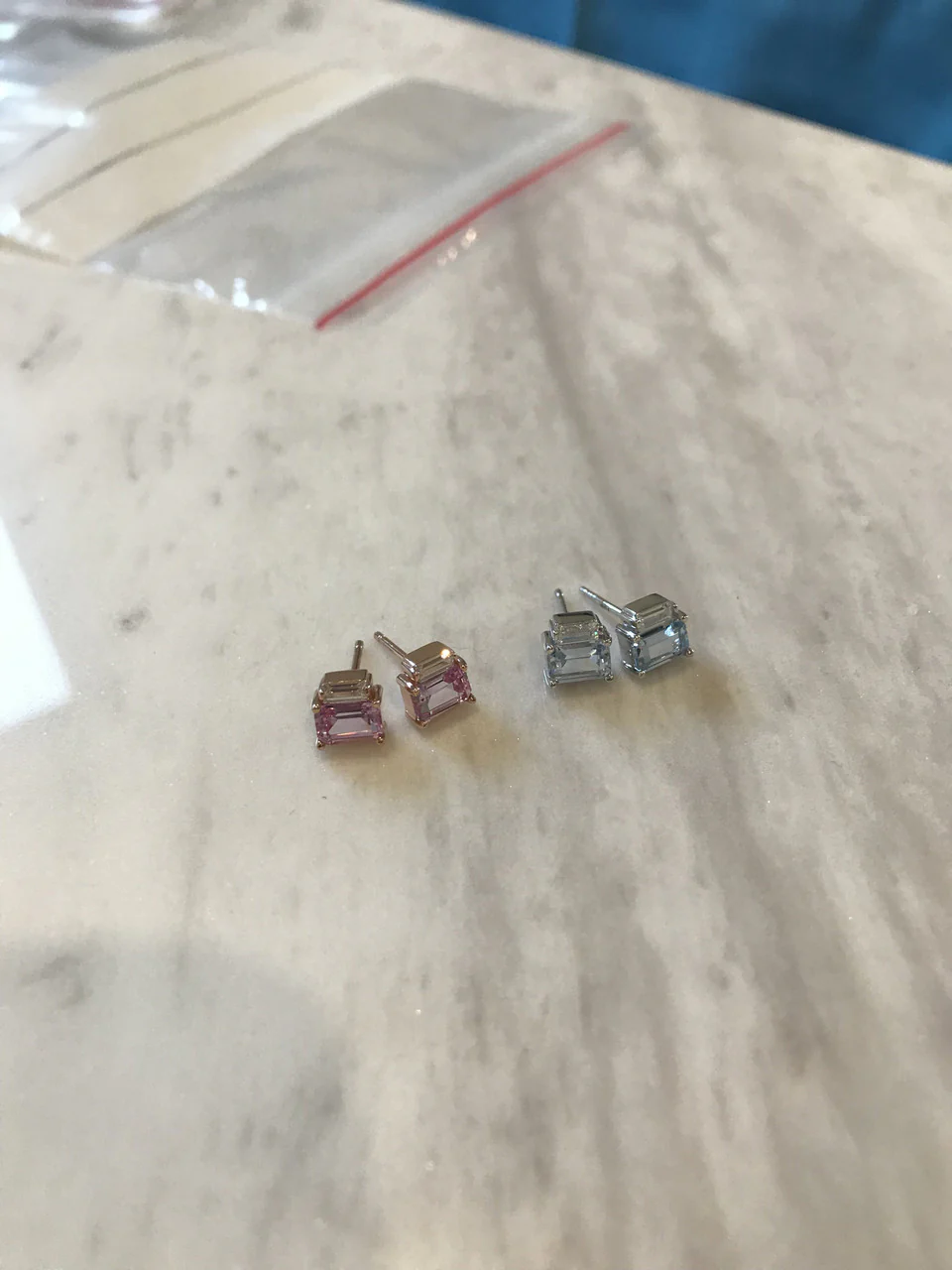 Emilio Pink Sapphire Double Baguette Earrings - IE849P - Image 2