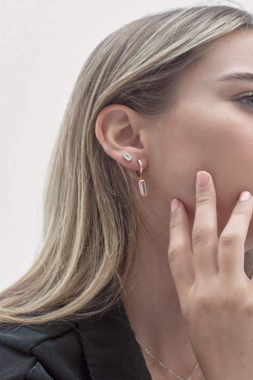Emilio Pink Sapphire Drop Earrings - IE851P - Image 2