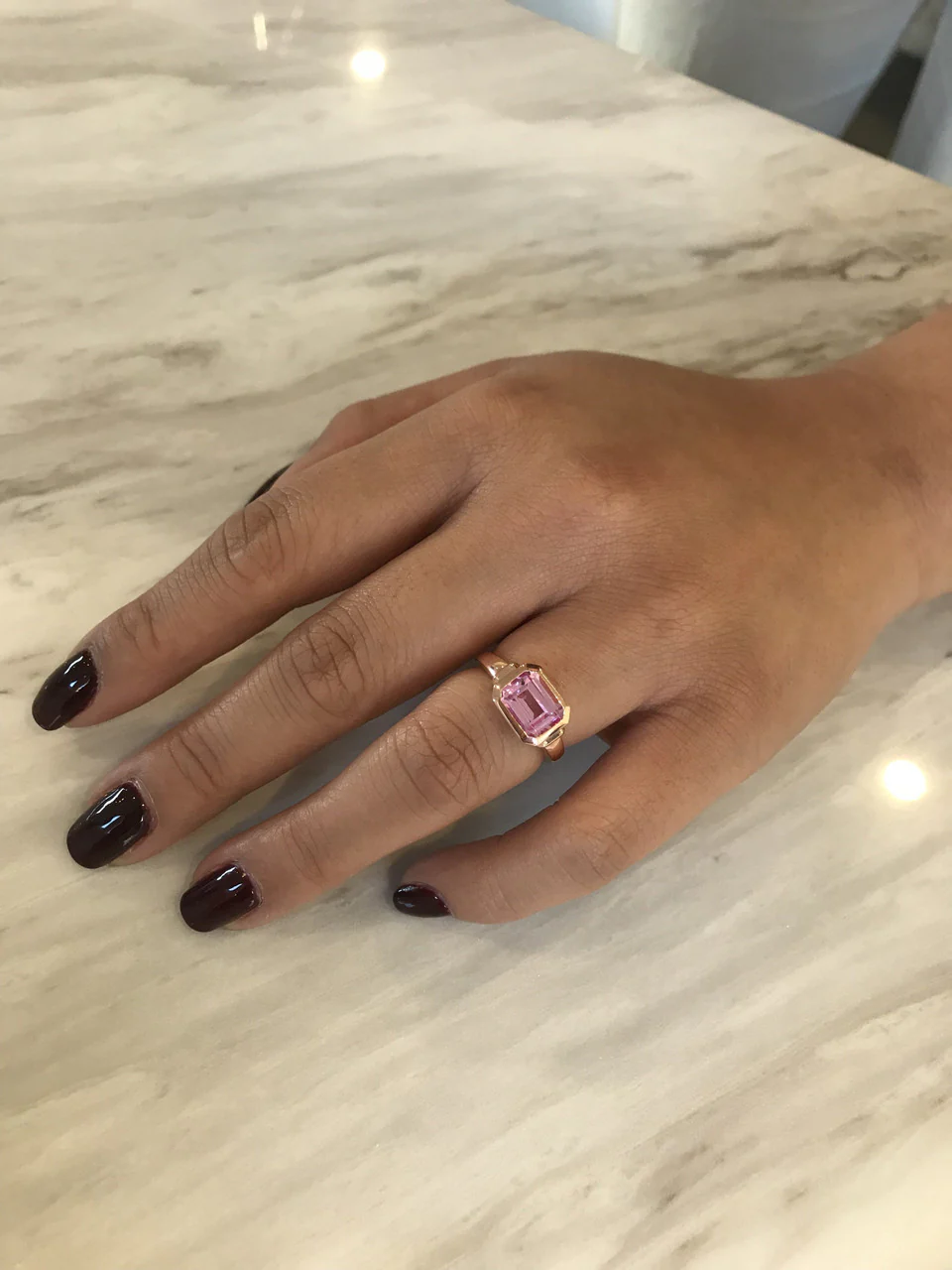 Emilio Pink Sapphire Rose Gold Zion Ring -  IR433P - Image 3