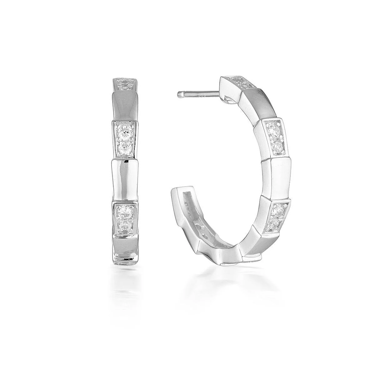 Emilio Vega Silver Hoop Earrings - IE844W