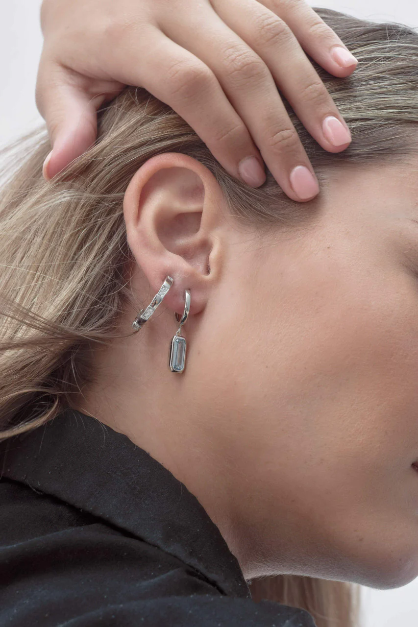 Emilio Vega Silver Hoop Earrings - IE844W - Image 2