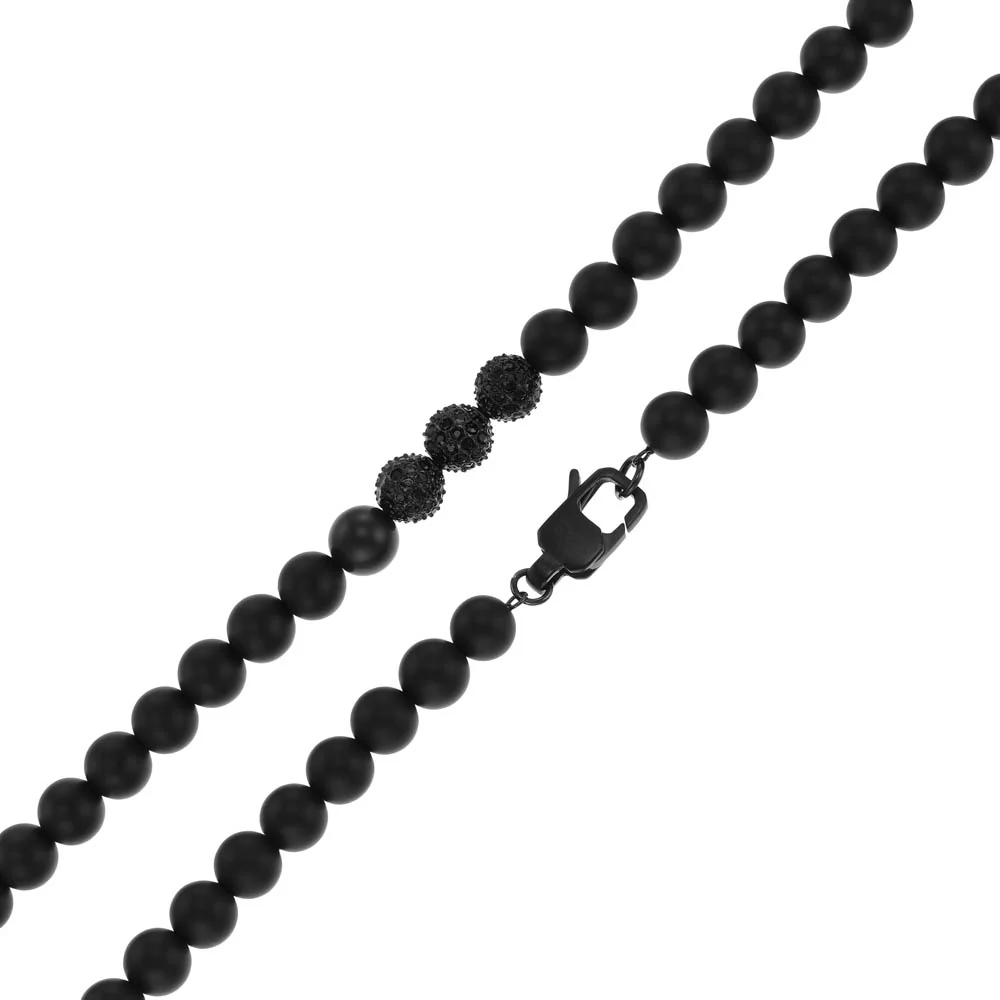 Emporio Armani Stainless Steel Black Onyx Beaded Chain - Image 7