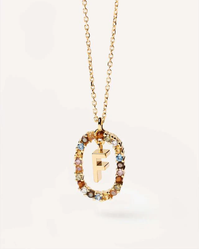 F Gold Initial Necklace - CO01-265-U