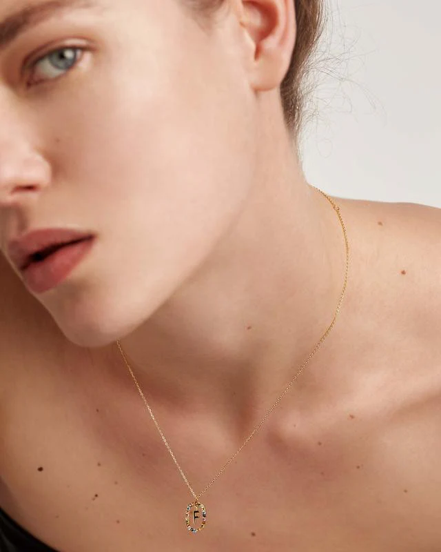 F Gold Initial Necklace - CO01-265-U - Image 2
