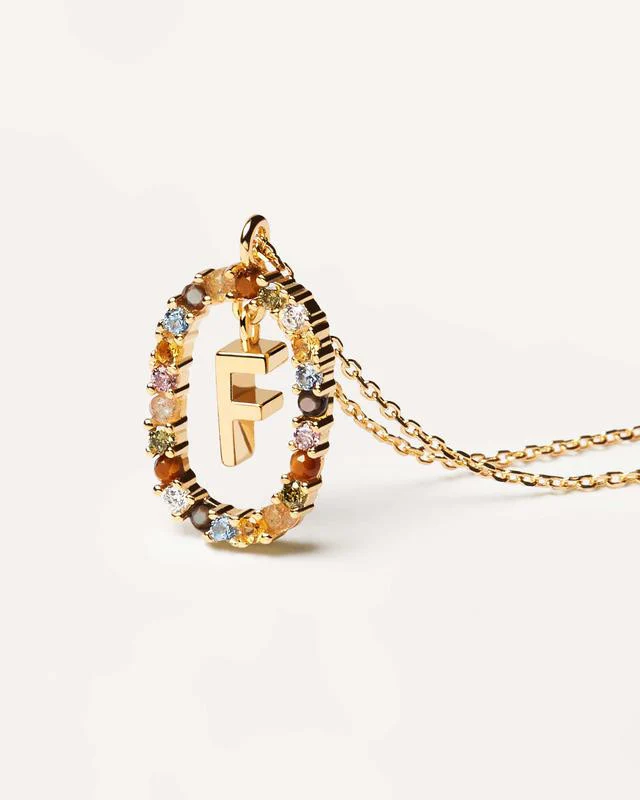 F Gold Initial Necklace - CO01-265-U - Image 3