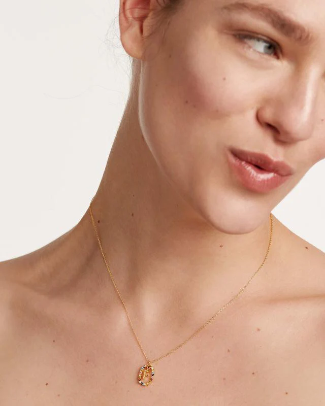 F Gold Initial Necklace - CO01-265-U - Image 5