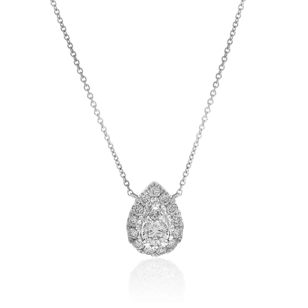 Flawless Cut 1/3 Carat Tear Drop Diamond Pendant in 9ct White gold With 45cm Chain - Image 2