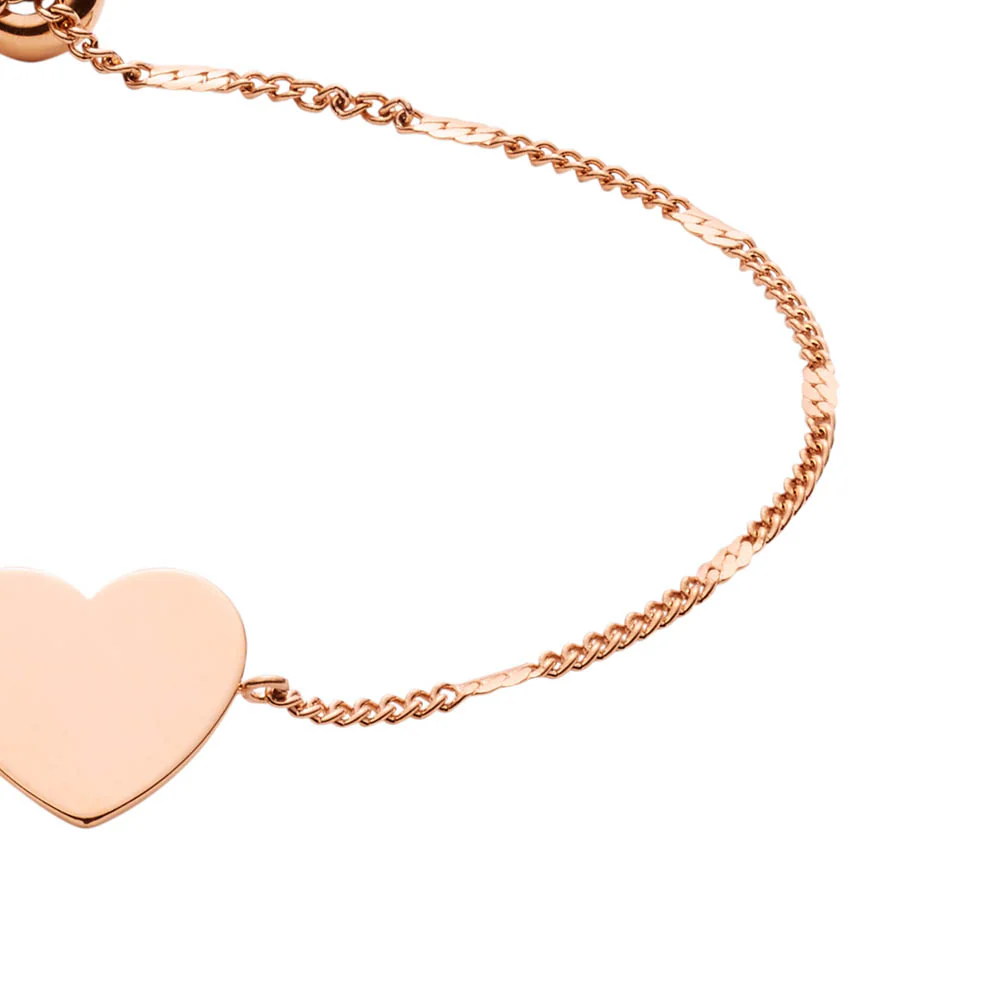 Fossil Rose Gold Plated Stainless Steel Drew Heart Bracelet - Image 11