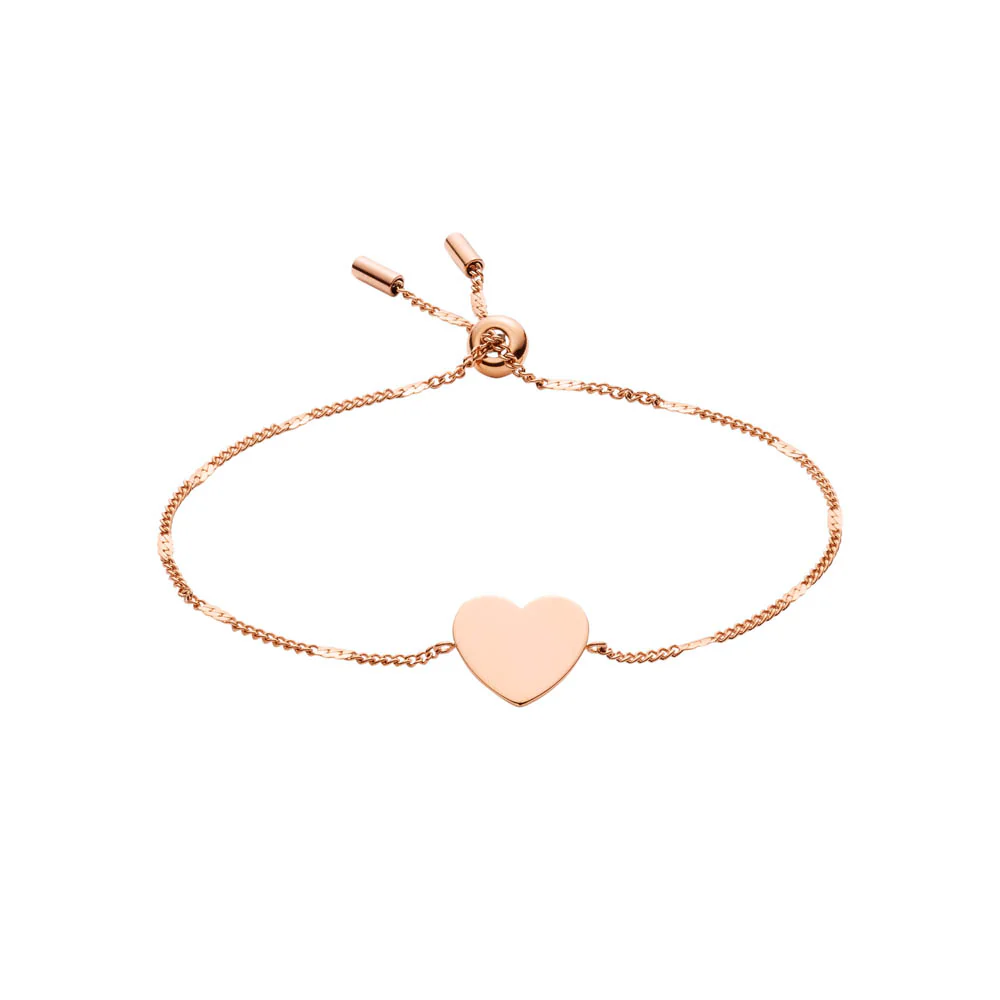 Fossil Rose Gold Plated Stainless Steel Drew Heart Bracelet - Image 2