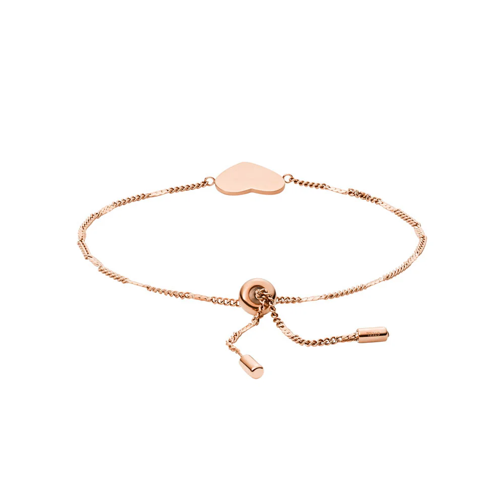 Fossil Rose Gold Plated Stainless Steel Drew Heart Bracelet - Image 4