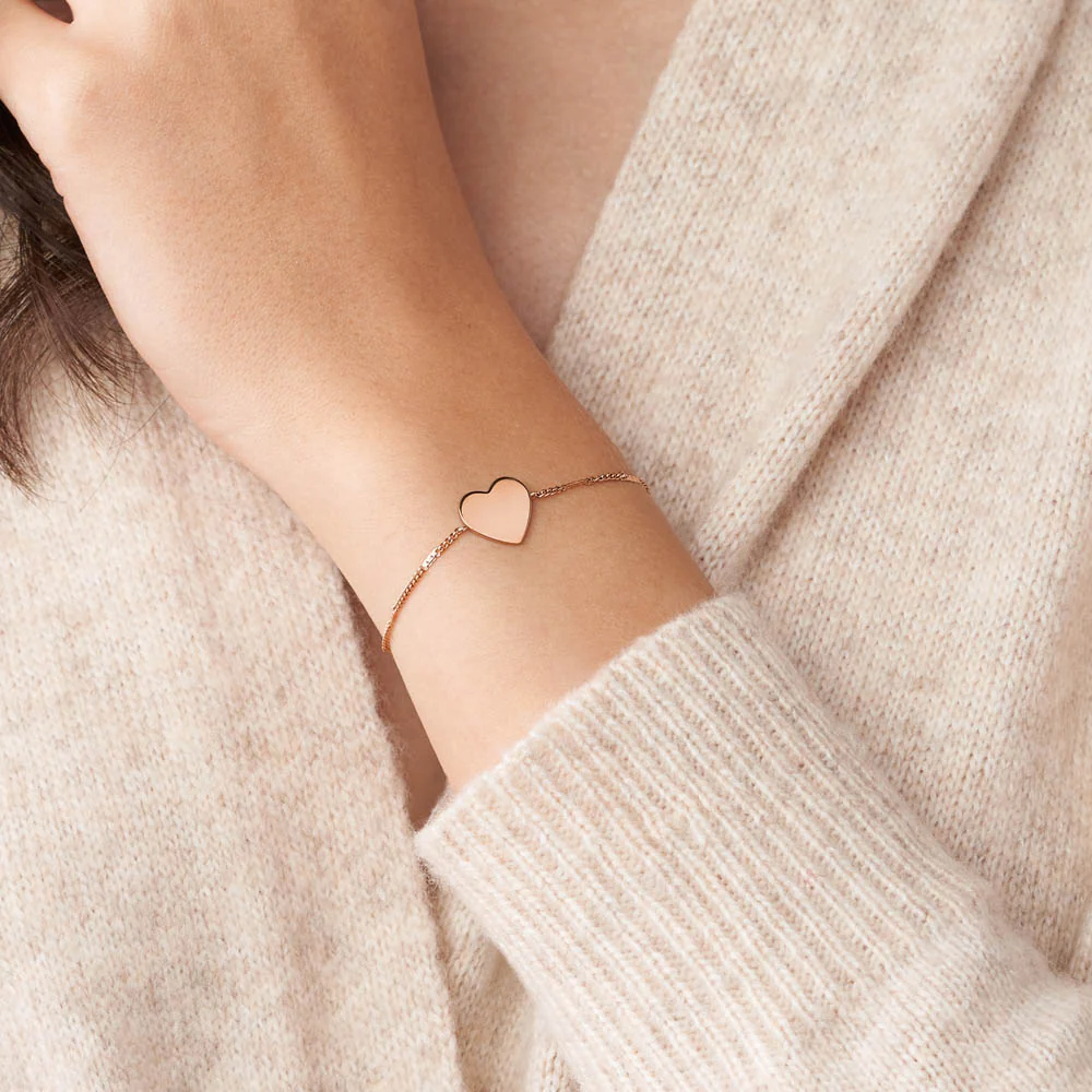 Fossil Rose Gold Plated Stainless Steel Drew Heart Bracelet - Image 7