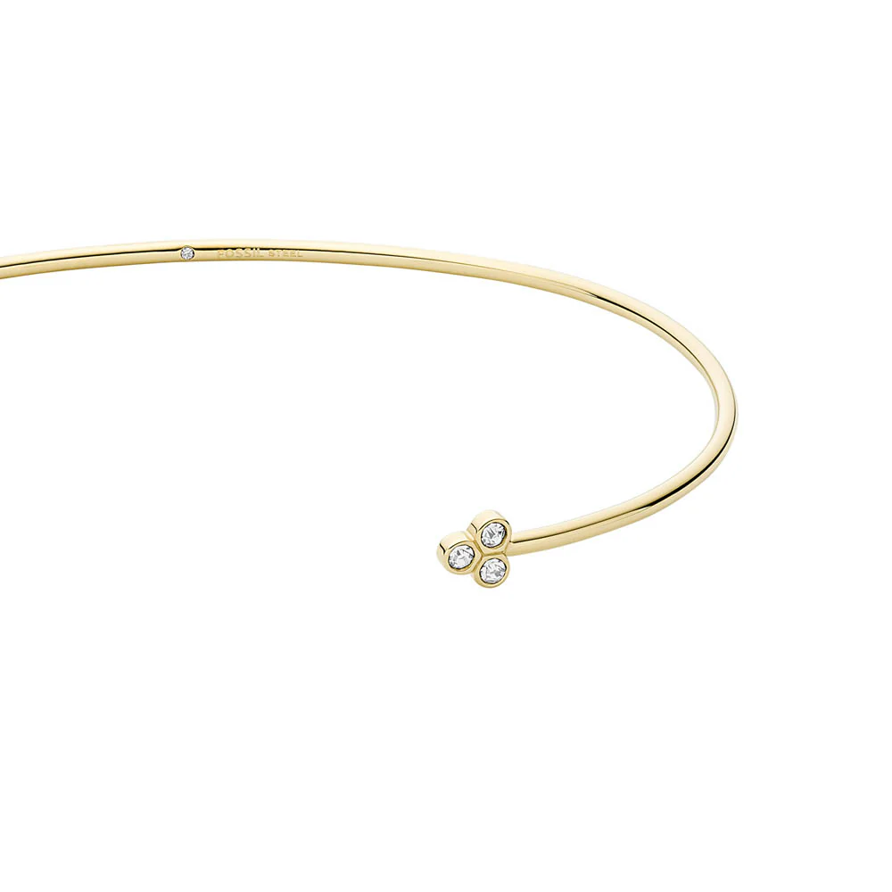 Fossil Yellow Gold Plated Stainless Steel Sadie Trio Glitz Cuff Bangle - Image 7