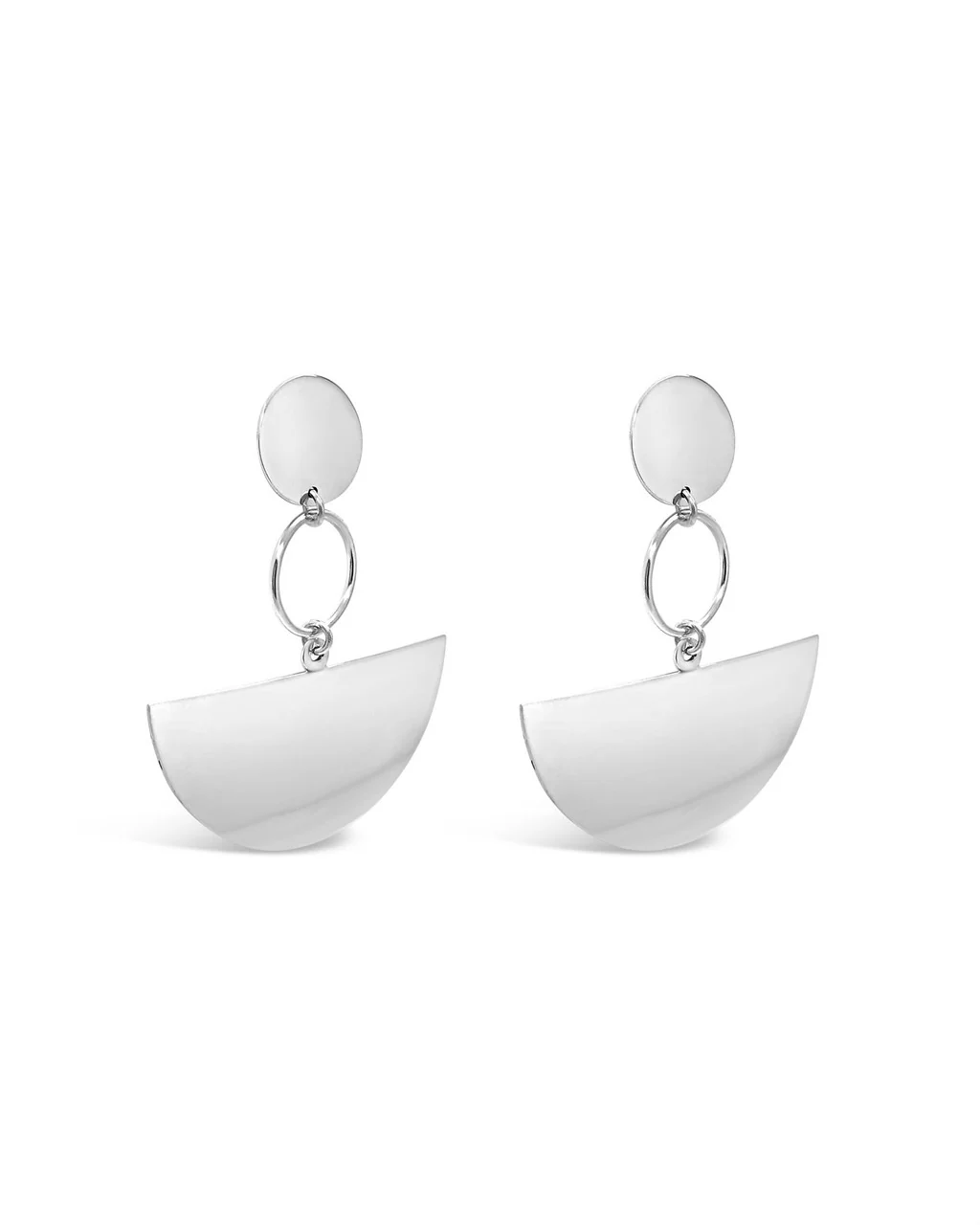 Geo Silver Drop Earrings - Image 2