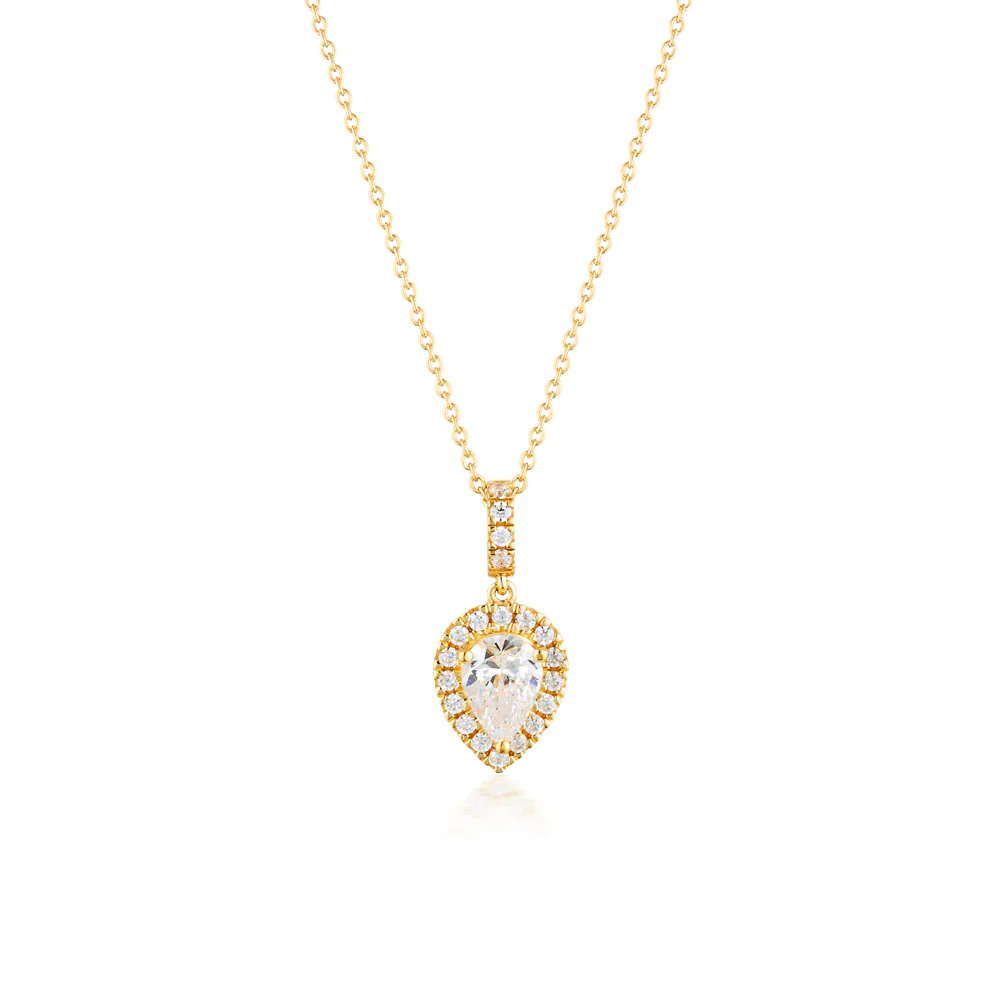 Georgini Luxe Gold Plated Sterling Silver Zirconia Splendore Pendant On Chain