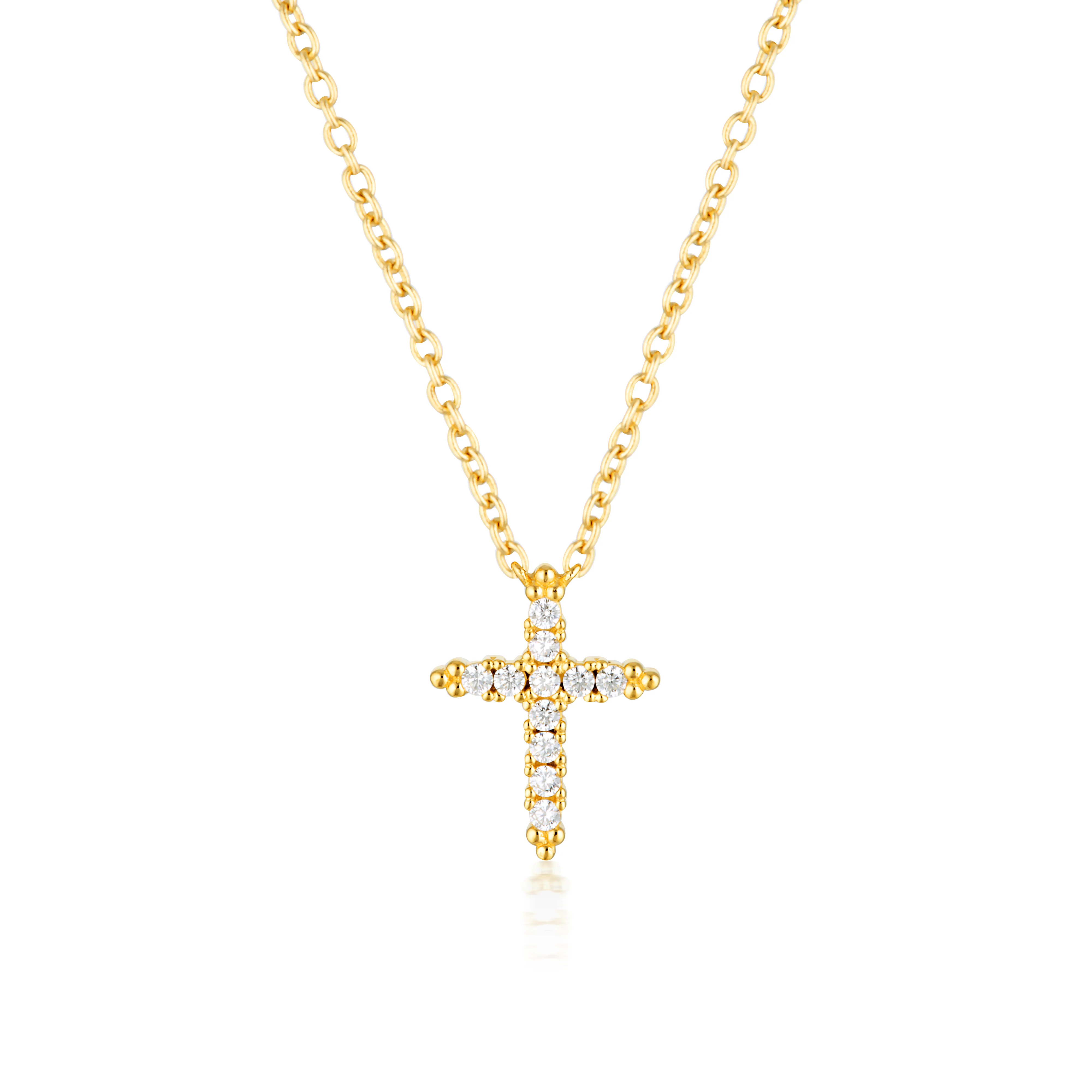 Georgini Rock Star Gold Plated Sterling Silver Cross Pendant On Chain