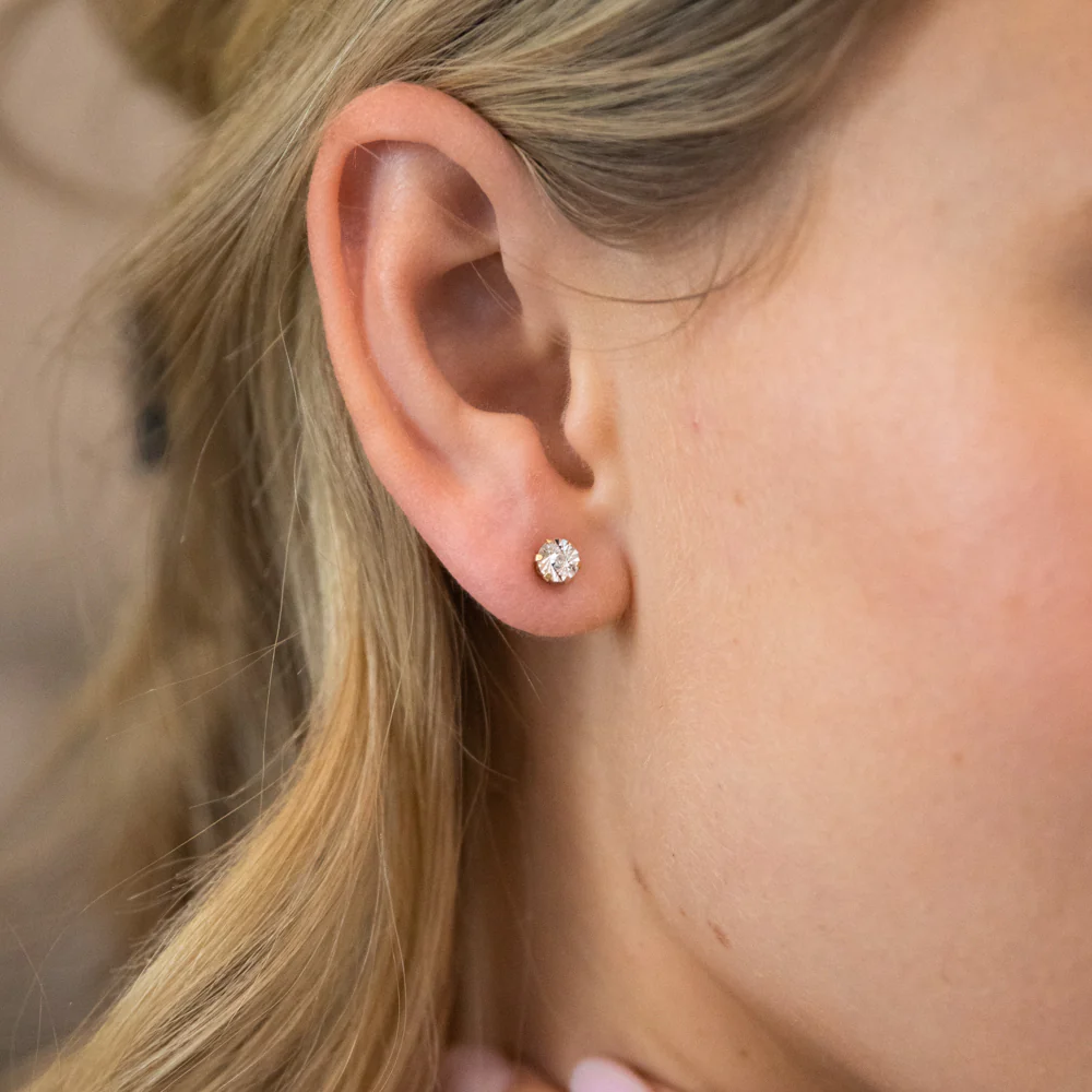 Gift Boxed Hypo Allergenic Gold Plated Diamond Studs - Image 4