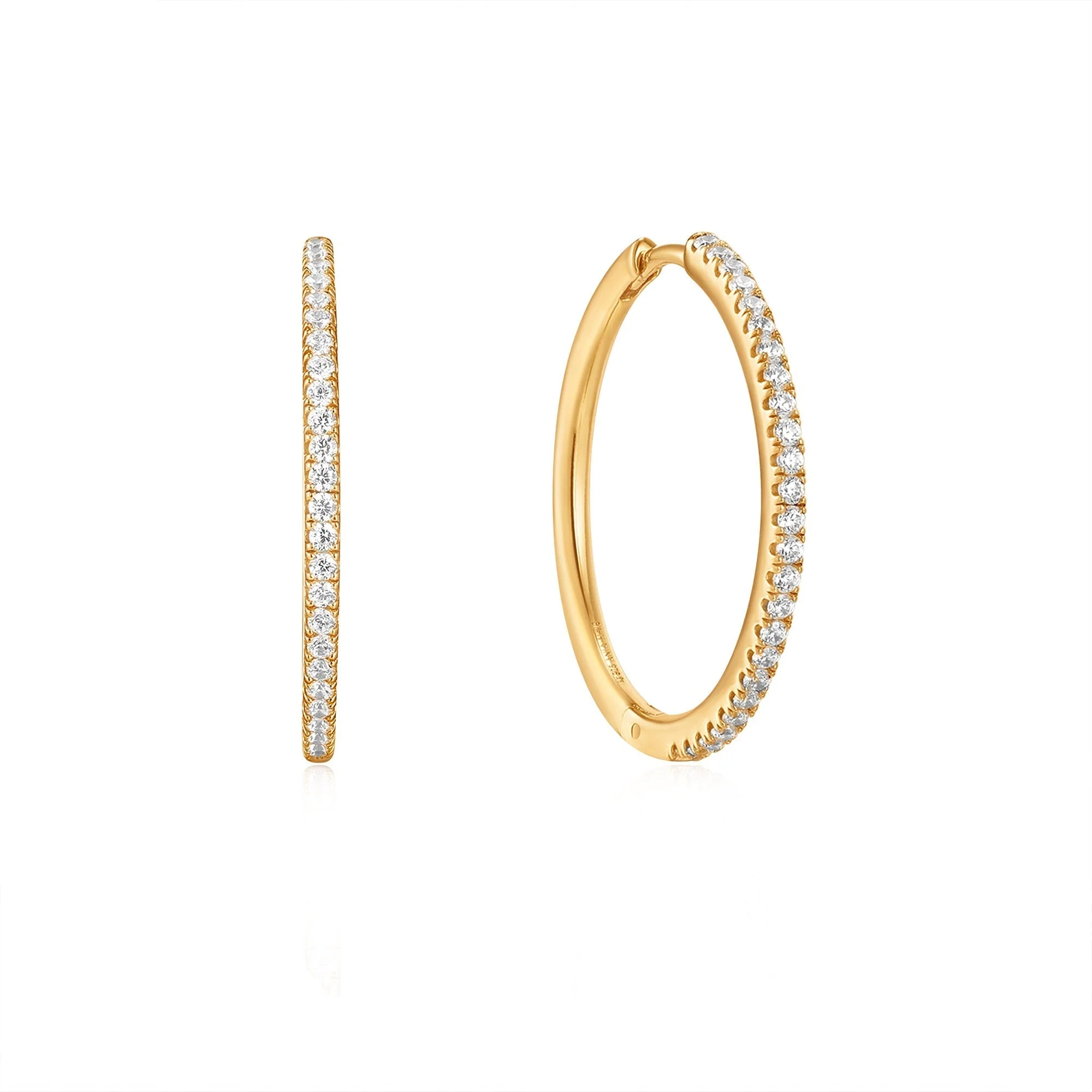 Yellow Gold Glam Hoop Earrings - Image 2