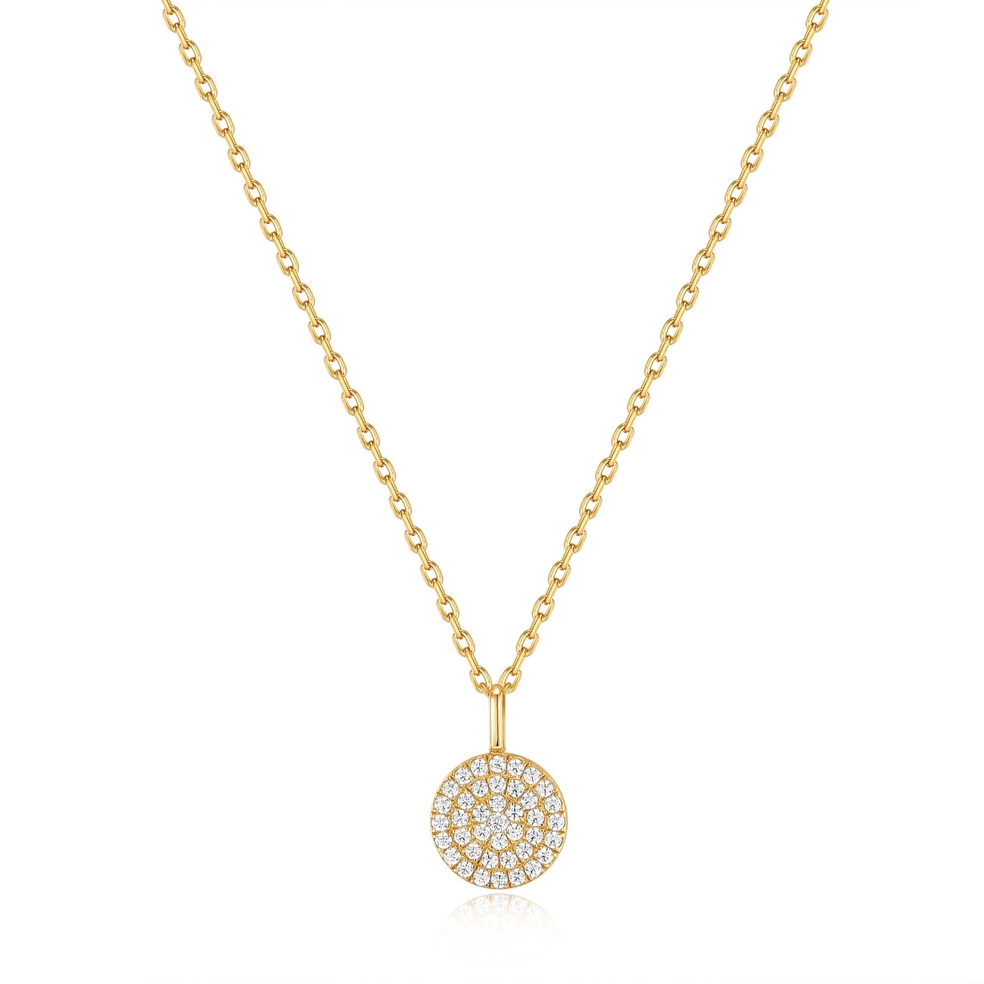 Yellow Gold Glam Disc Pendant Necklace - Image 2