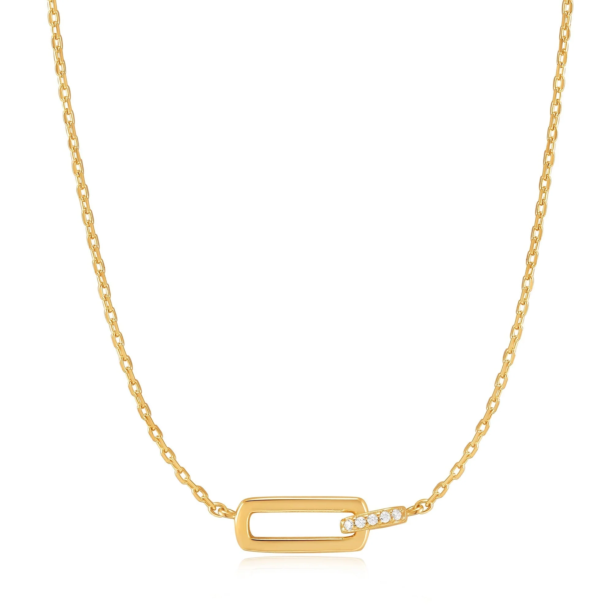 Yellow Gold Glam Interlock Necklace - Image 2