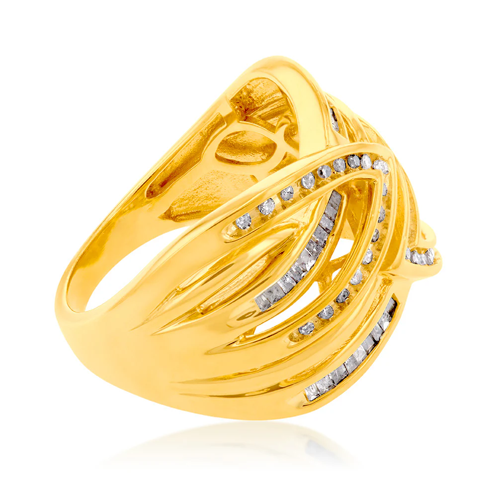 Gold Plated Silver 1/2 Carat Diamond Dress Ring - Image 3