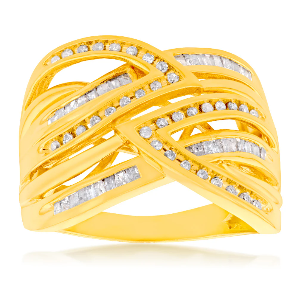 Gold Plated Silver 1/2 Carat Diamond Dress Ring - Image 4