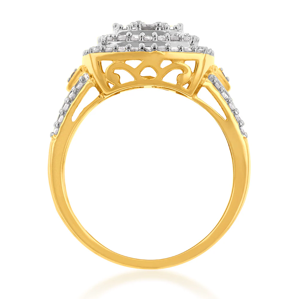 Gold Plated Silver 1 Carat Diamond Dress Ring - Image 3