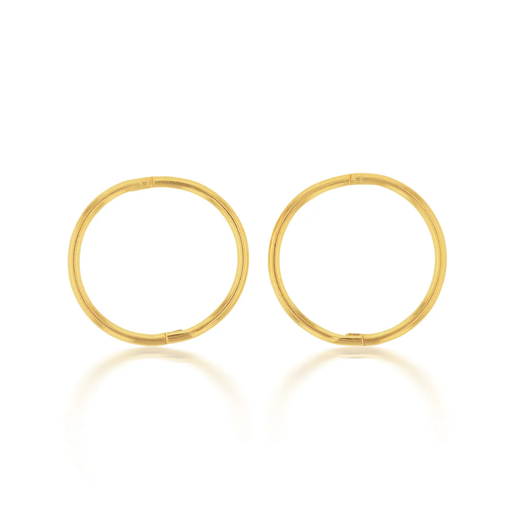 Gold Plated Sterling Silver 13mm Plain Sleeper Earrings
