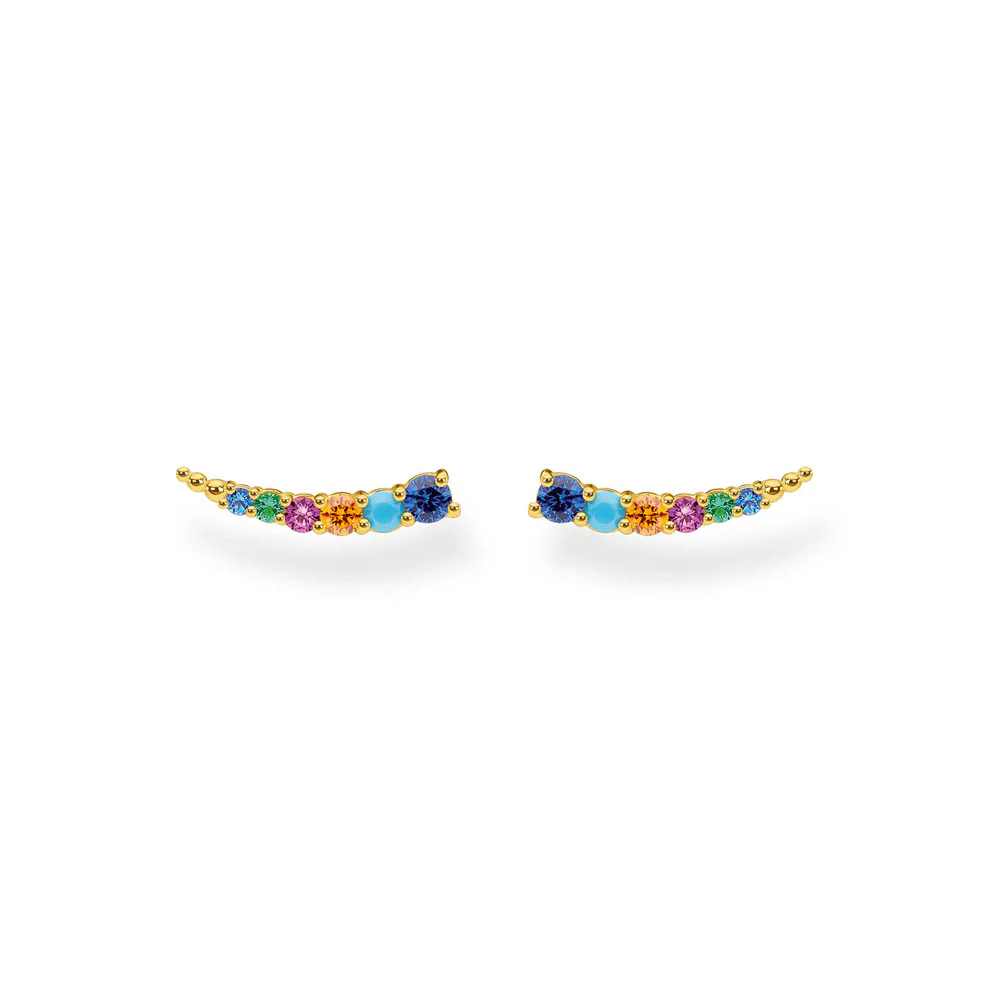 Gold Plated Sterling Silver Thomas Sabo Charm Club Multi Colour Ear Climbers
