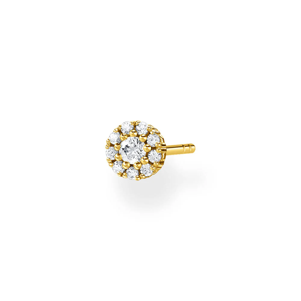 Gold Plated Sterling Silver Thomas Sabo Charm Round Zirconia Stud * 1 Earring Only*
