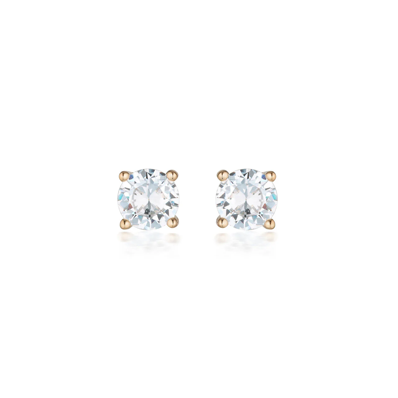 Gold Round Brilliant Cut Studs 1Ct In Rose Gold - GE002RG