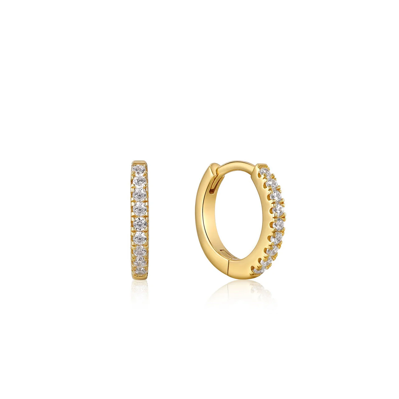 Gold Sparkle Huggie Hoop Earrings - E035-17G