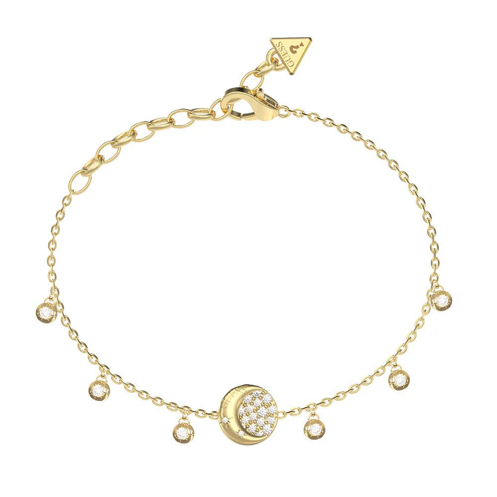 Guess Gold Plated Stainless Steel Aurora Pave Fringes Bracelet