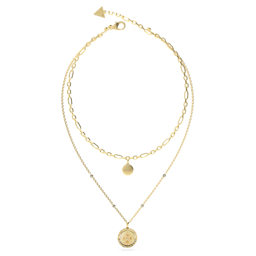 Guess Gold Plated Stainless Steel Two Layers Of Love 16-18" Chain