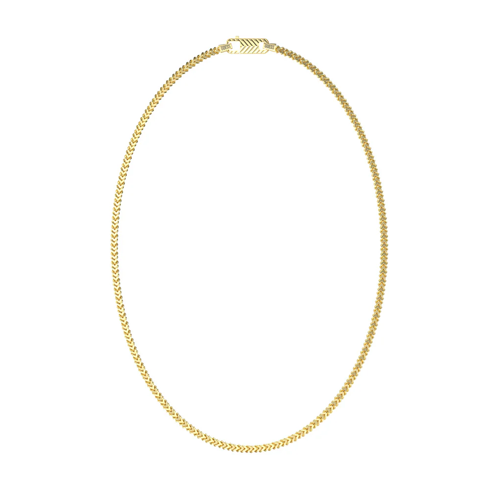 Guess Men's Jewellery Gold Plated Stainless Steel 8mm Textured Hook Chain