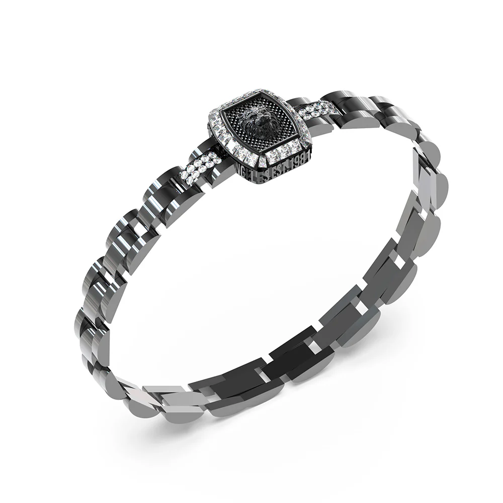Guess Men's Jewellery Stainless Steel 16mm Lion Crystal Bracelet