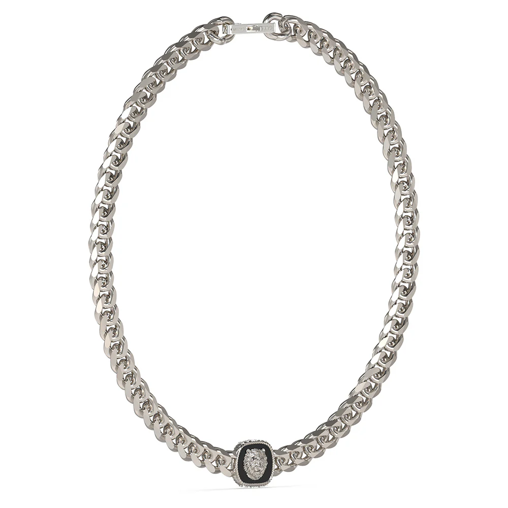 Guess Men's Jewellery Stainless Steel Lion 18mm Coin 21" Chain