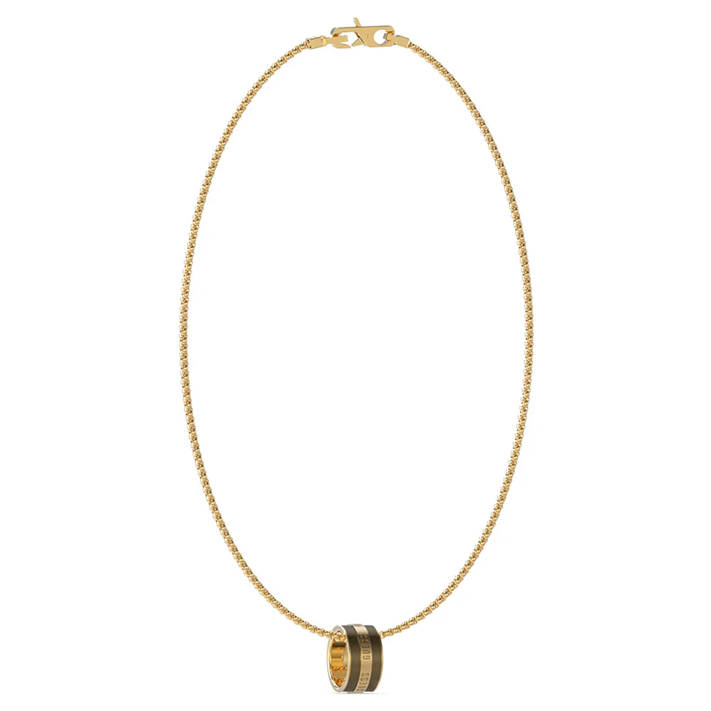 Guess Mens Jewellery Stainless Steel Gold Plated 21" Textured Round Chain