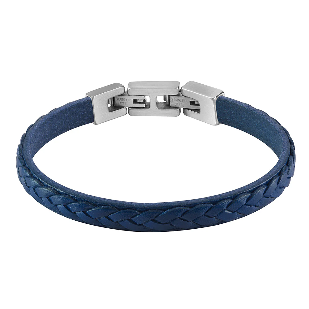 Guess Mens Jewellery Stainless Steel Tucson 8mm Braided Blue Strap Bracelet - Image 2