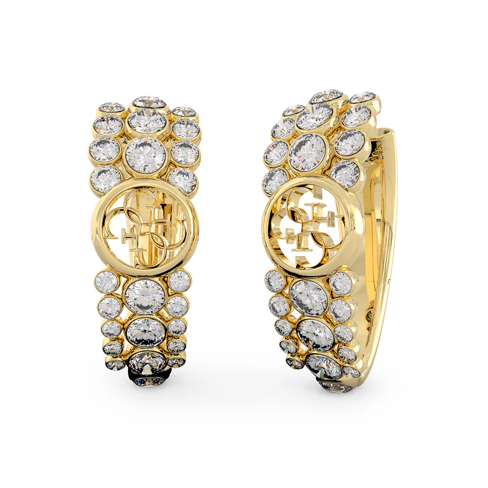 Guess Stainless Steel Gold Plated 22mm Illusion 4G Hoop Earrings